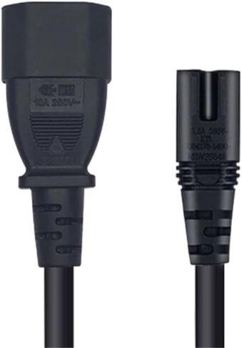 0.3m Short AC Power Cord, C14 Plug to C7 (Figure-8) Socket, 10A 250V, Compatible with Laptop Charger, Printer, Monitor, Bluetooth Speaker (0.3M C14 to C7 Power Cord) in Saudi Arabia