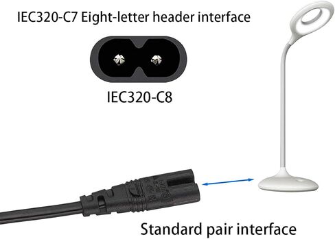 0.3m Short AC Power Cord, C14 Plug to C7 (Figure-8) Socket, 10A 250V, Compatible with Laptop Charger, Printer, Monitor, Bluetooth Speaker (0.3M C14 to C7 Power Cord) in Saudi Arabia