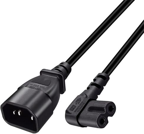 0.3m Short AC Power Cord, C14 Plug to C7 (Figure-8) Socket, 10A 250V, Compatible with Laptop Charger, Printer, Monitor, Bluetooth Speaker (0.3M C14 to C7 Power Cord) in Saudi Arabia