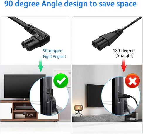 0.3m Short AC Power Cord, C14 Plug to C7 (Figure-8) Socket, 10A 250V, Compatible with Laptop Charger, Printer, Monitor, Bluetooth Speaker (0.3M C14 to C7 Power Cord) in Saudi Arabia