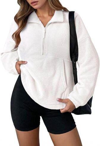 Dokotoo Womens Sweatshirts Half zip pullover fleece rearmstring hem tops 2025 Fall Fashion Thospits Admits in Saudi Arabia