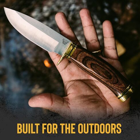 Buck Knives 192 Vanguard Hunting Knife, 4-1/4" Fixed Blade, Full Tang Design, Walnut DymaLux Handle, 420HC Stainless Steel Drop Point Blade, Sheath Included, Knife Made in the USA, 6.3 oz in Kuwait