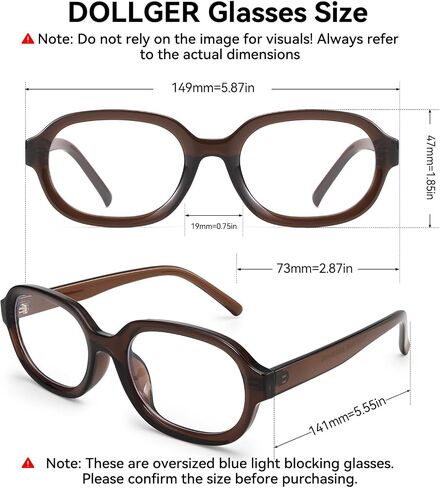 Dollger Retro Oval Blue Light Blocking Glasses for Women Men 90s Stylish Big Vintage Blue Light Eyeglasses Y2k Cute Frame in Saudi Arabia
