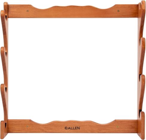 Allen Company Indoor Gun Rack, Holds 2, 3 and 4 Rifles/Shotguns - Wall Storage Display Rifle Rack - Wood with Metal Hooks - Brown/Black in Kuwait