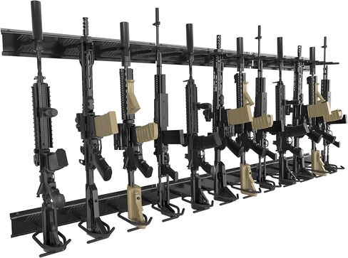 Upbci Heavy Duty Steel Gun Rack - Wall Mount, Adjustable 4/8/12 Slot Indoor Gun Racks, Securely Display Shotgun & Rifle in Kuwait