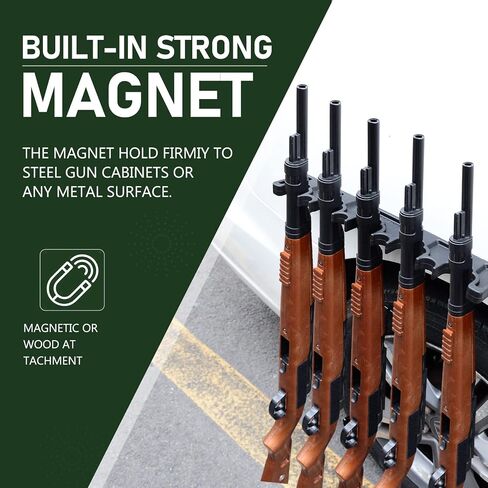 Magnetic Rifle Rack, Durable Rubber Gun Rack for Gun Storage, Magnetic Gun Holder in Gun Cabinet, Shotgun Rifle Barrel Rest Gun Safe Organizer Indoor Gun Racks in Saudi Arabia