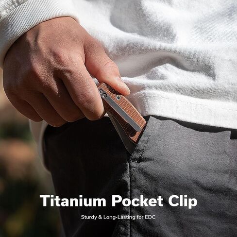 سكين جيب Clingman EDC قابل للطي من CIVIVI مع مشبك قابل للعكس من التيتانيوم، سكين قفل بطانة بمقبض Nitro-V مقاس 2.99 بوصة، هدية للرجال والنساء C23065-3 (بني) in Kuwait
