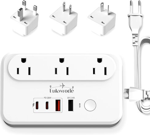 محول جهد 220 فولت إلى 110 فولت محول سفر عالمي مع 35 وات PD 2 منفذ C من النوع 2 منفذ USB A، قابس كومبو لمحول الطاقة الدولي من الولايات المتحدة إلى أوروبا لجميع أنحاء العالم الأوروبي والولايات المتحدة والاتحاد الأوروبي والمملكة المتحدة أبيض-W in Kuwait