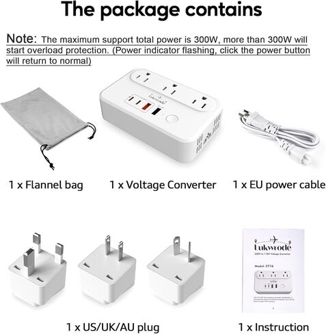 محول جهد 220 فولت إلى 110 فولت محول سفر عالمي مع 35 وات PD 2 منفذ C من النوع 2 منفذ USB A، قابس كومبو لمحول الطاقة الدولي من الولايات المتحدة إلى أوروبا لجميع أنحاء العالم الأوروبي والولايات المتحدة والاتحاد الأوروبي والمملكة المتحدة أبيض-W in Kuwait