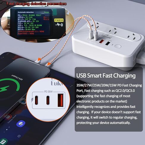 محول جهد 220 فولت إلى 110 فولت محول سفر عالمي مع 35 وات PD 2 منفذ C من النوع 2 منفذ USB A، قابس كومبو لمحول الطاقة الدولي من الولايات المتحدة إلى أوروبا لجميع أنحاء العالم الأوروبي والولايات المتحدة والاتحاد الأوروبي والمملكة المتحدة أبيض-W in Kuwait