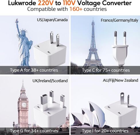محول جهد 220 فولت إلى 110 فولت محول سفر عالمي مع 35 وات PD 2 منفذ C من النوع 2 منفذ USB A، قابس كومبو لمحول الطاقة الدولي من الولايات المتحدة إلى أوروبا لجميع أنحاء العالم الأوروبي والولايات المتحدة والاتحاد الأوروبي والمملكة المتحدة أبيض-W in Kuwait