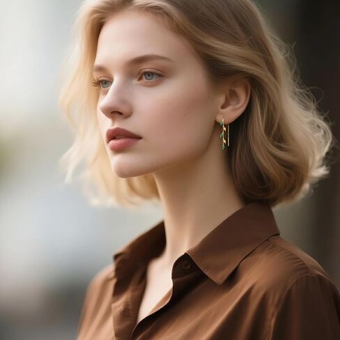 14K Solid Gold Moon and Star Earrings for Women Real Yellow Gold Threader Earrings Long Chain Jewelry Birthday Gifts for Wife in Saudi Arabia