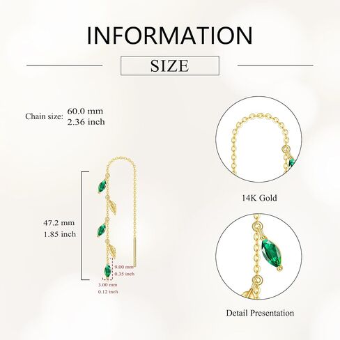 14K Solid Gold Moon and Star Earrings for Women Real Yellow Gold Threader Earrings Long Chain Jewelry Birthday Gifts for Wife in Saudi Arabia