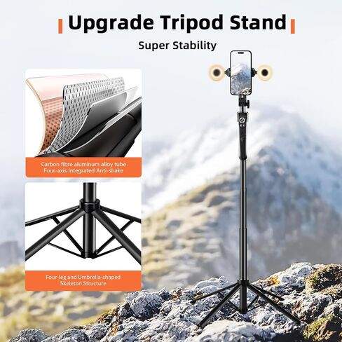 Auto Face Tracking Selfie Stick Tripod for iPhone with Light 360 Rotation That Follows Your Movement 70.9" Camera Tripod Stand with Remote for Content Creator Vlog Live Stream Video Recording in Saudi Arabia