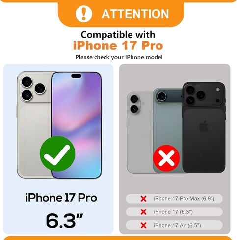 حافظة محفظة Bocasal for MagSafe Crossbody متوافقة مع iPhone 17 Pro، حافظة محفظة واقية لمنع RFID مع فتحات للبطاقات وحامل ومسند وحزام معصم وسحاب 6.3 بوصة 5G (أسود) in Saudi Arabia