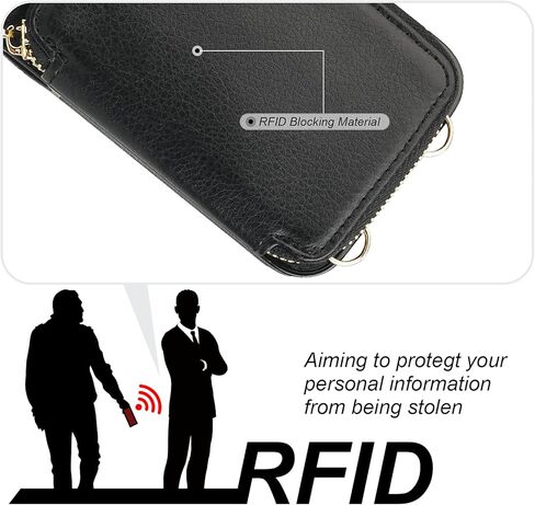 حافظة محفظة Bocasal for MagSafe Crossbody متوافقة مع iPhone 17 Pro، حافظة محفظة واقية لمنع RFID مع فتحات للبطاقات وحامل ومسند وحزام معصم وسحاب 6.3 بوصة 5G (أسود) in Saudi Arabia