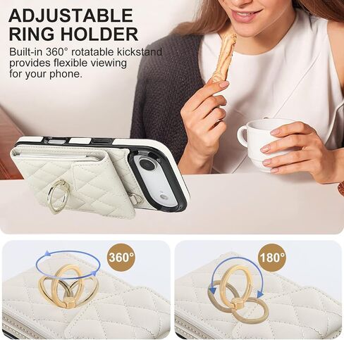 Crossbody Case for Apple 17 Pro Max with Card Holder, PU Leather with Wallet Removable Lanyard Wrist Strap Kickstand Cover for Women Girls Case for iPhone 17 Pro Max.Lanyard Black in Saudi Arabia