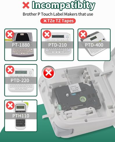 Anycolor M-K231 PTM95 Label Tape Compatible with Brother M Tape P Touch 12mm 0.47 White, M-K231s MK231 M231 for Brother PT-M95 PT-70BM PT-90 PT-85 PT65 45 Ptouch Label Maker Refills, 4 Pack in Saudi Arabia