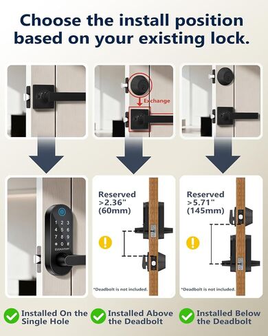 Fingerprint Door Lock, Keyless Entry Door Lock, Smart Lock with Handle for Front Door and Bedroom, Built-in WiFi, App Remote Control, Electronic Digital Keypad with Knob, Auto-Lock in Saudi Arabia