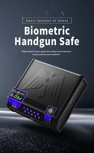 KASABLANK Gun Safe for Pistols - 3 Ways Unlock (Fingerprint/Digital PIN/Key) with Quick Access, LCD Temperature & Humidity Display, Solid Steel Safe for Home, Nightstand, Bedroom, Car and Cloakroom in Saudi Arabia