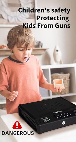 KASABLANK Gun Safe for Pistols - 3 Ways Unlock (Fingerprint/Digital PIN/Key) with Quick Access, LCD Temperature & Humidity Display, Solid Steel Safe for Home, Nightstand, Bedroom, Car and Cloakroom in Saudi Arabia