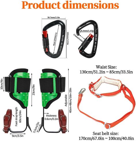 Tree Climbing Spikes for Logging Adjustable Tree Climbing Gear Tree Climbing Kit for Climbers Logging Fruit Picking Hunting in Saudi Arabia