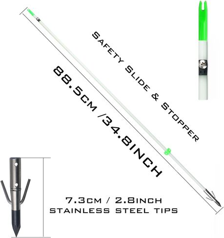 سهام صيد السمك مقاس 34 بوصة عمود من الألياف الزجاجية الصلبة مع رأس عريض للقوس المركب وقوس منحني لصيد الأسماك والرماية والصيد (حزمة من 6) in Kuwait