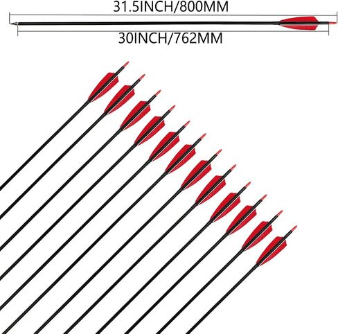 30" Carbon Arrows Hunting Arrows with 4" Shield Shaped Turkey Feathers Spine 400 for Recurve & Traditional Long & English Long Bow(Pack of 12) in Saudi Arabia