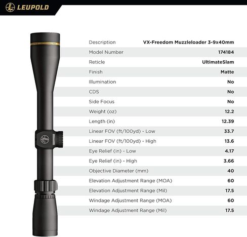 Leupold VX-Freedom Muzzleloader 3-9x40 (1 inch) UltimateSlam Reticle Riflescope in Saudi Arabia