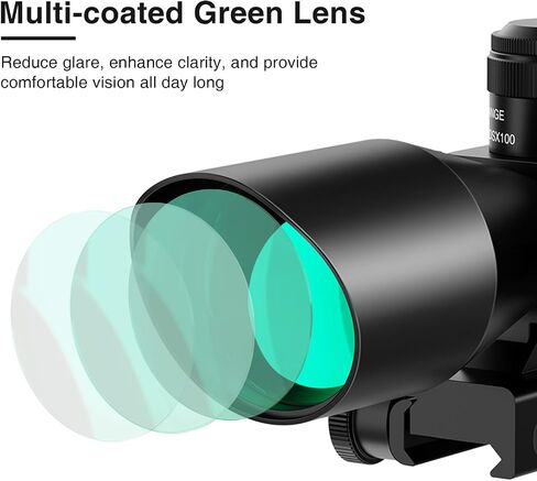 MidTen 2.5-10x40 نطاق ميل دوت مضاء باللون الأحمر والأخضر مع مجموعة ليزر أحمر/أخضر - لون العدسة الخضراء وحواملها in Kuwait