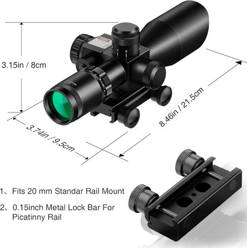 MidTen 2.5-10x40 نطاق ميل دوت مضاء باللون الأحمر والأخضر مع مجموعة ليزر أحمر/أخضر - لون العدسة الخضراء وحواملها in Kuwait
