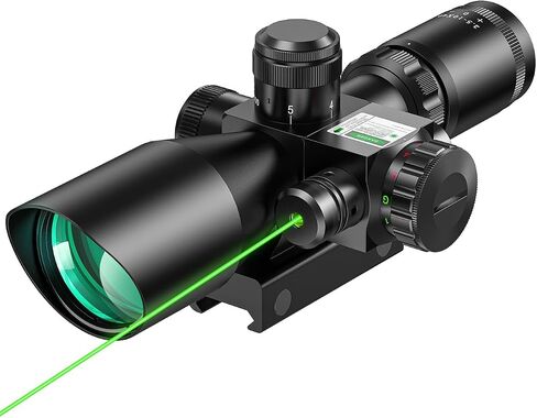 MidTen 2.5-10x40 نطاق ميل دوت مضاء باللون الأحمر والأخضر مع مجموعة ليزر أحمر/أخضر - لون العدسة الخضراء وحواملها in Kuwait