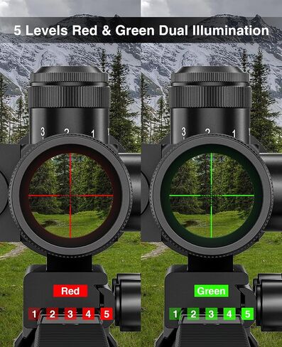 MidTen 2.5-10x40 نطاق ميل دوت مضاء باللون الأحمر والأخضر مع مجموعة ليزر أحمر/أخضر - لون العدسة الخضراء وحواملها in Kuwait
