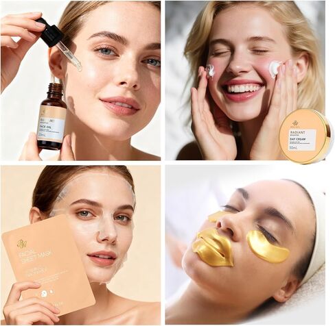 Skin Care Set, 28pcs Gifts for Women & Men includes Face Cream,Bath Oil, Scented Candle. Facial Skin Care Set, Body & Facial Kit for Women, Birthday Gifts for Women in Kuwait