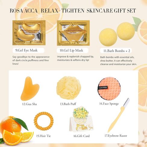 Skin Care Set, 28pcs Gifts for Women & Men includes Face Cream,Bath Oil, Scented Candle. Facial Skin Care Set, Body & Facial Kit for Women, Birthday Gifts for Women in Kuwait