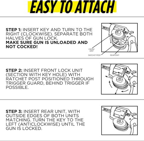 Guard Dog Security Trigger Lock, Gun Lock with Key, Adjustable Ratchet Mechanism, Easy-to-Attach Gun Locks with Protective Rubber Pads for Pistols, Rifles, & Shotguns in Saudi Arabia