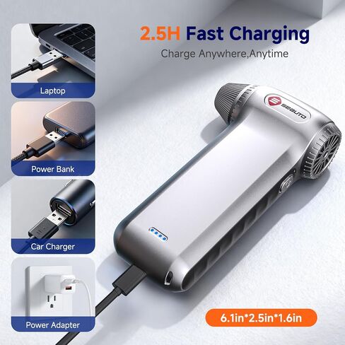Compressed Air Duster-125,000 RPM Cordless Electric Air Duster, Rechargeable Super Power Air Blower with 3-Gear Turbo Fan, Air Blower for PC, Keyboard, Outdoor, Car & Home in Saudi Arabia