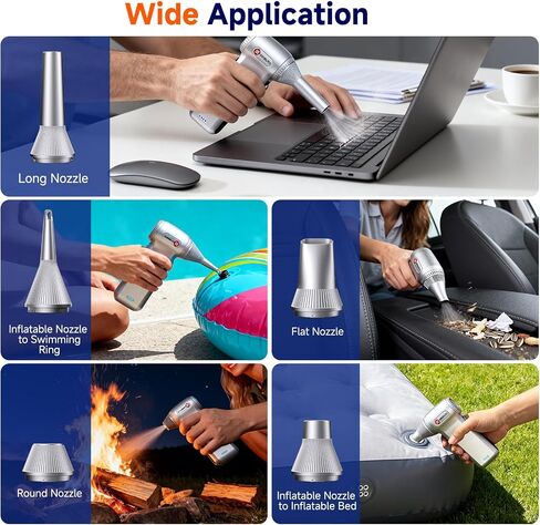 Compressed Air Duster-125,000 RPM Cordless Electric Air Duster, Rechargeable Super Power Air Blower with 3-Gear Turbo Fan, Air Blower for PC, Keyboard, Outdoor, Car & Home in Saudi Arabia