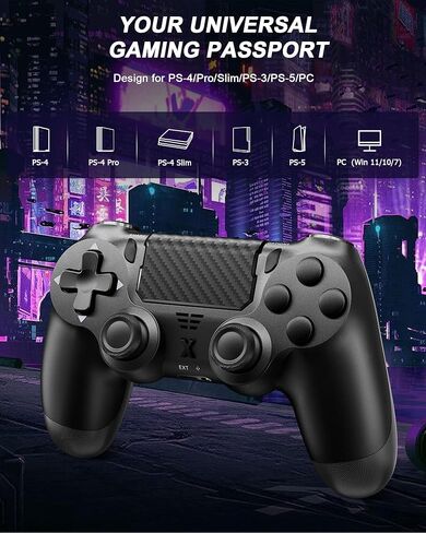 وحدة تحكم Quevati اللاسلكية لجهاز PS-4، عصا تحكم لعبة اهتزاز مزدوجة/استشعار الحركة/لوحة اللمس/مكبر صوت/سماعة رأس مقبس صوت 3.5 مم، مستشعر ستة محاور مطور، متوافق مع وحدة تحكم PS4/Slim/Pro/الكمبيوتر الشخصي in Kuwait