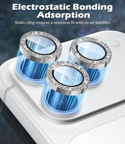 imluckies Camera Lens Protector for iPhone 17 Pro/iPhone 17 Pro Max, AR+AF Tempered Glass & 9H Hardness Shatterproof, HD Clear Metal Sparkle Lens Cover with Installation Tray 2025, Bling Sliver in Saudi Arabia
