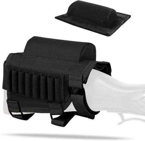 AIRSSON Tactical Rifle Cheek Rest Holder with 2 Molle Pouch for 8 Grid Shells and 2 Different Heights Cheek Pad .22 .223 Cal .308 30-06 .300 .303 & 7.62mm in Saudi Arabia