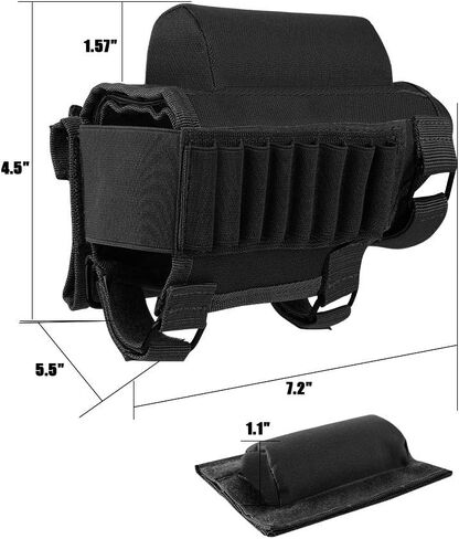 AIRSSON Tactical Rifle Cheek Rest Holder with 2 Molle Pouch for 8 Grid Shells and 2 Different Heights Cheek Pad .22 .223 Cal .308 30-06 .300 .303 & 7.62mm in Saudi Arabia