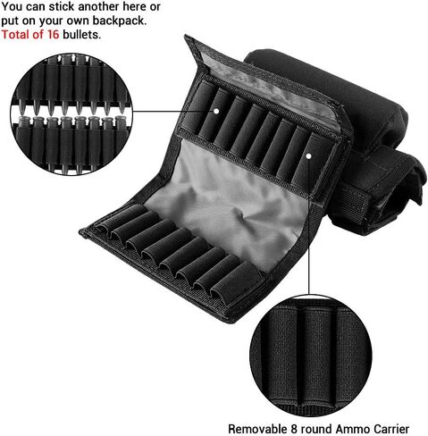AIRSSON Tactical Rifle Cheek Rest Holder with 2 Molle Pouch for 8 Grid Shells and 2 Different Heights Cheek Pad .22 .223 Cal .308 30-06 .300 .303 & 7.62mm in Saudi Arabia
