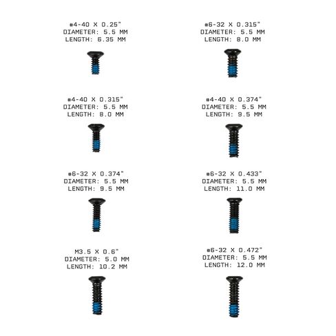 مجموعة متنوعة من Monstrum RMR Red Dot Screw | يتضمن براغي #6-32، #4-40، وM3.5 للتوافق مع Glock 17/19/26/34 MOS/Brownell's وشرائح ما بعد البيع الأخرى/محولات RMR Picatinny in Saudi Arabia