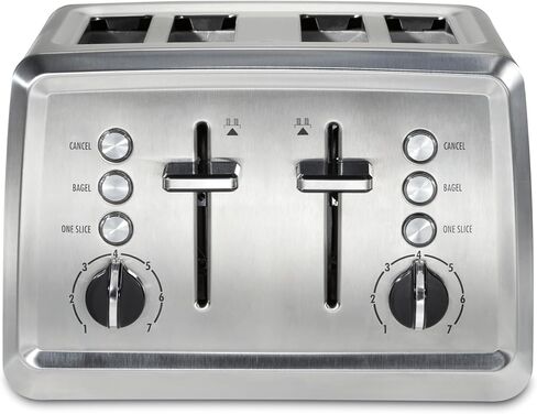 Hamilton Beach 4 Slice Toaster with Extra-Wide Slots, Bagel Setting, Toast Boost, Slide-Out Crumb Tray, Auto-Shutoff & Cancel Button, Stainless Steel (24798) | Browning Control With 7 Shades | Auto Shutoff | Bagel & Cancel Buttons | Toast Boost | Wide Slo in Kuwait