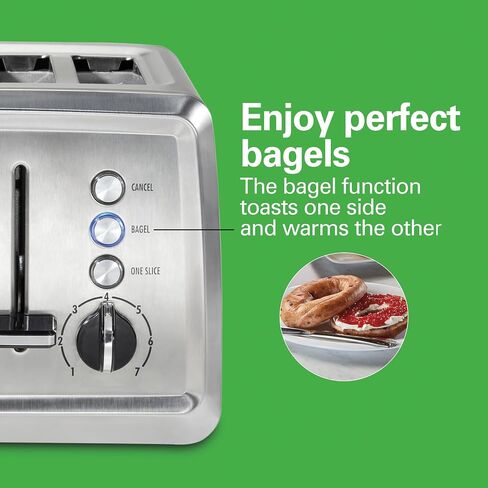Hamilton Beach 4 Slice Toaster with Extra-Wide Slots, Bagel Setting, Toast Boost, Slide-Out Crumb Tray, Auto-Shutoff & Cancel Button, Stainless Steel (24798) | Browning Control With 7 Shades | Auto Shutoff | Bagel & Cancel Buttons | Toast Boost | Wide Slo in Kuwait