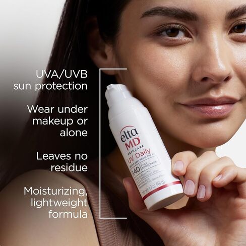 EltaMD UV Daily Tinted Sunscreen with Zinc Oxide, SPF 40 Face Sunscreen Moisturizer, Helps Hydrate Skin and Decrease Wrinkles, Lightweight Face Sunscreen, Absorbs Into Skin Quickly, 1.7 oz Pump in Kuwait