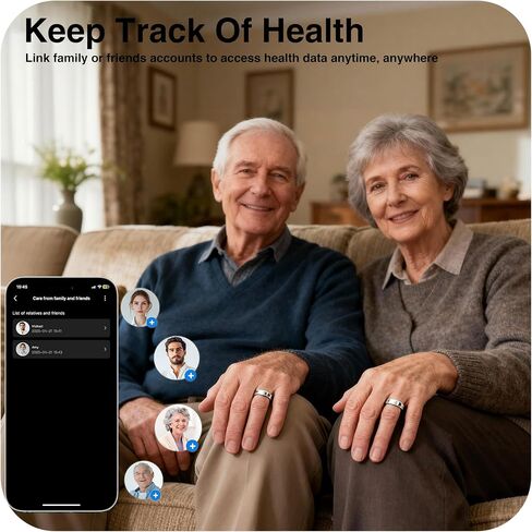 حلقة ذكية لتتبع الصحة للرجال والنساء - مراقبة اللياقة البدنية والنوم، معدل ضربات القلب، اللمس والاهتزاز، مقاومة للماء، iOS وأندرويد - هدية عيد الميلاد والأزواج (سيراميك، أسود، 12) in Kuwait