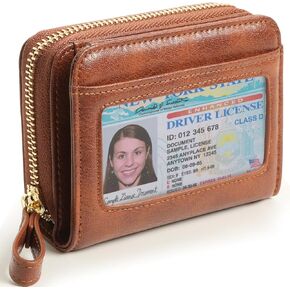 Genuine Wallet Women RFID Blocking Card Holder, Small Leather Womens Wallet with Zipper ID Window Coin Pocket in Saudi Arabia