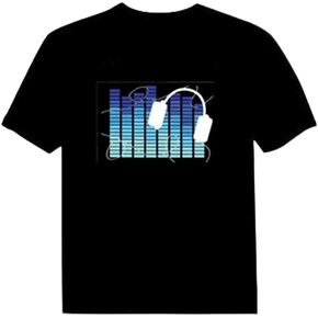 LED Equalizer Sound Activated Flashing Black T-Shirt(Only, No2-LED) in Saudi Arabia